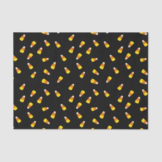 ハロウィーンの黒い背景とキャンディーコーンのパターン 薄葉紙 (正面)