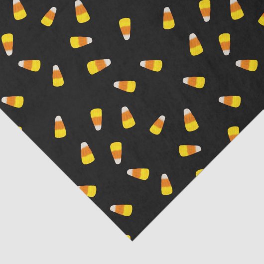 ハロウィーンの黒い背景とキャンディーコーンのパターン 薄葉紙 (詳細)