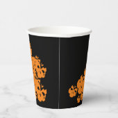 ハロウィーンの黒とオレンジのスカルの山 紙コップ (右)