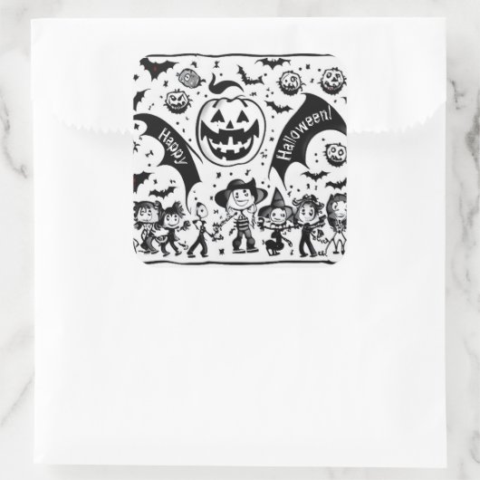 ハロウィーンの黒と白のフィエスタ スクエアシール (バッグ)