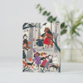 ハロウィーンの黒と赤の衣装パレードカード ポストカード (スタンド正面)