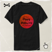 ハロウィーンの黒オレンジの怖い満月タイポグラフィー Tシャツ