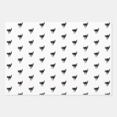 ハロウィーンの黒オレンジ色の白い黒猫のパターン ラッピングペーパーシート (正面2)