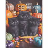 ハロウィーンの黒猫とカボチャとキャンディ シール (正面)