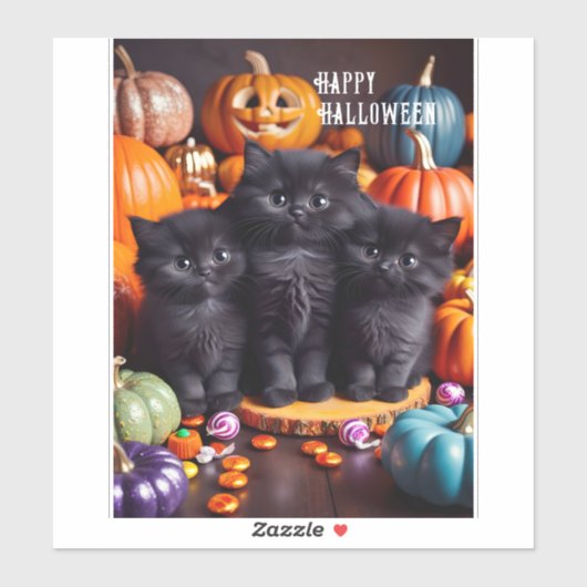 ハロウィーンの黒猫とカボチャとキャンディ シール (シート)