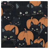 ハロウィーンの黒猫とカボチャ ファブリック (クローズアップ)