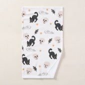 ハロウィーンの黒猫とスカル バスタオルセット (ハンドタオル)