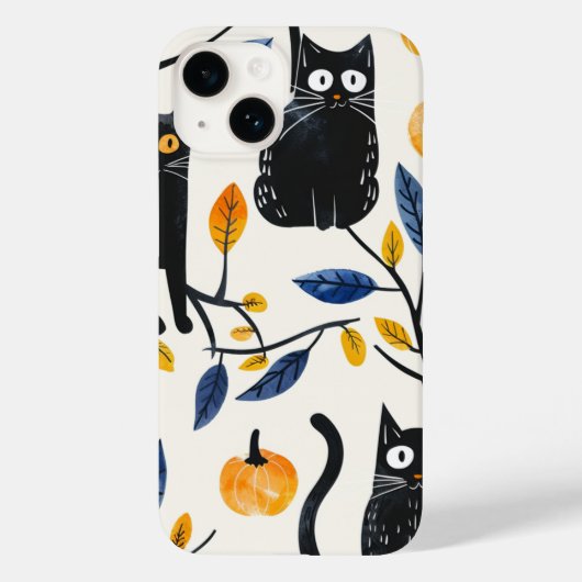 ハロウィーンの黒猫とモーンおもしろいズウィッチK Case-Mate iPhoneケース (裏面)