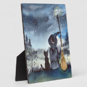ハロウィーンの黒猫と魔女の星空の夜 フォトプラーク (側面)