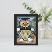 ハロウィーンの黒猫の衣装はがき ポストカード (スタンド正面)