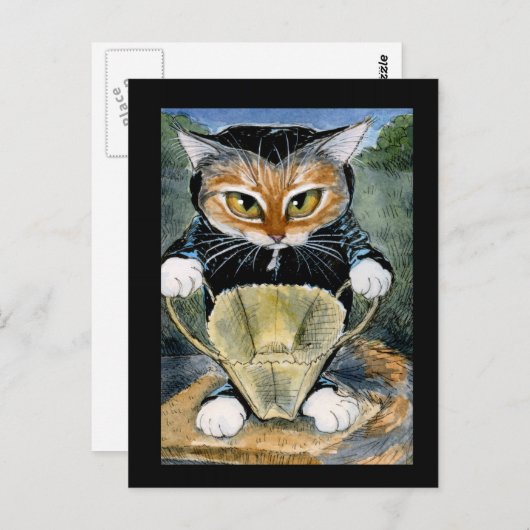 ハロウィーンの黒猫の衣装はがき ポストカード (正面/裏面)