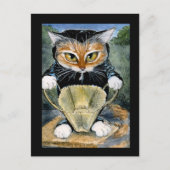 ハロウィーンの黒猫の衣装はがき ポストカード (正面)