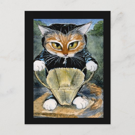 ハロウィーンの黒猫の衣装はがき ポストカード (正面)