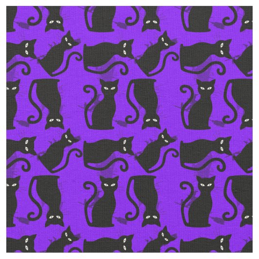 ハロウィーンの黒猫の魔女 ファブリック (クローズアップ)