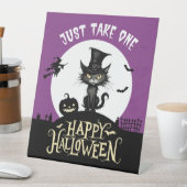 ハロウィーンの黒猫キャンディの看板を1つ取ろう 台座サイン (インサイチュ)