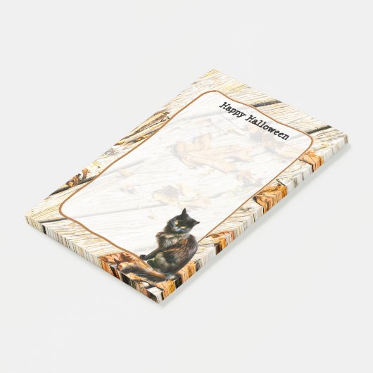 ハロウィーンの黒猫ペット写真ノート ポストイット (アングル)