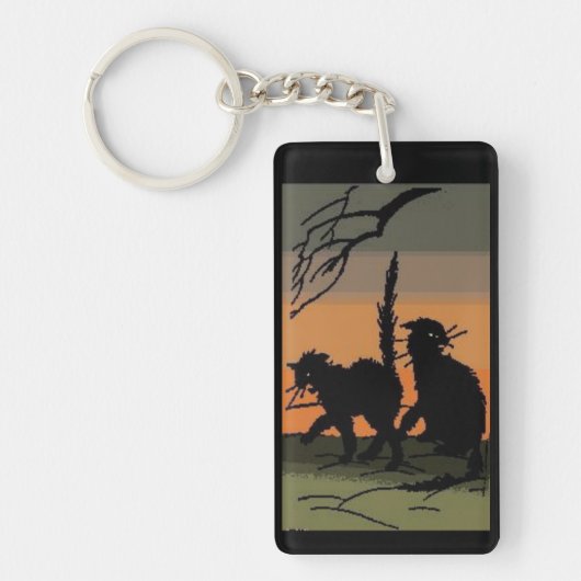 ハロウィーンの黒猫 – キーホルダー (正面)