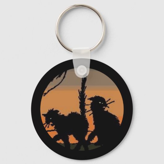 ハロウィーンの黒猫 –  キーホルダー (正面)