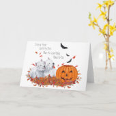 ハロウィーンの2つのウェスティーズ カード (黄色い花)