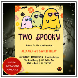 ハロウィーンの2番目の誕生日招待状不気味な幽霊 招待状