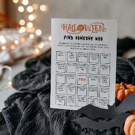ハロウィーンの「誰かを見つけて」ゲーム ビンゴ カード