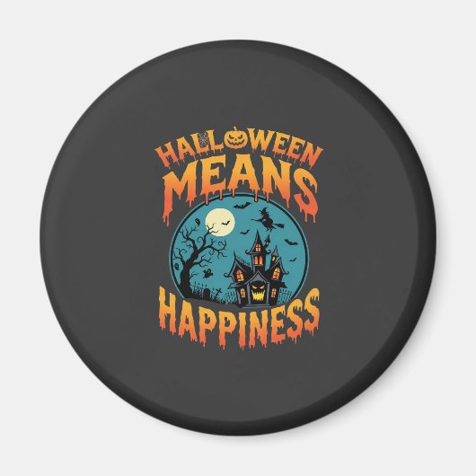 ハロウィーンは幸せを意味する 幽霊屋敷のベクター マグネット (正面)