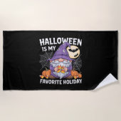 ハロウィーンは私のお気に入りのホリデーカボチャキャンディーコル ビーチタオル (正面)