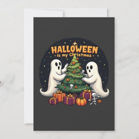 ハロウィーンは私のクリスマスおもしろい幽霊クリスマスサンタ 招待状 (正面)