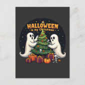 ハロウィーンは私のクリスマスおもしろい幽霊クリスマスサンタ 案内ポストカード (正面)