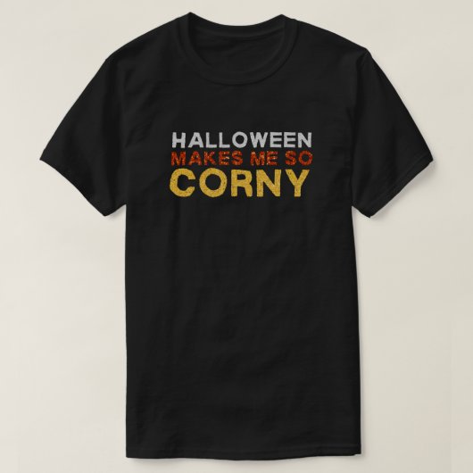 ハロウィーンは私を非常にコニーおもしろいグリッター Tシャツ (デザイン正面)