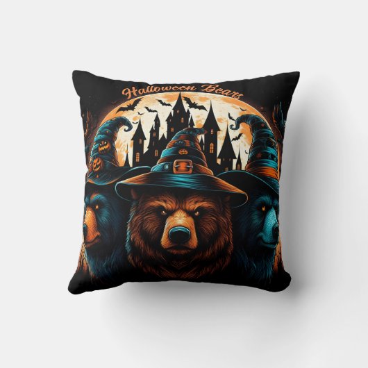 ハロウィーンは魔法の夜の衣装を着たクマ クッション (裏面)