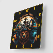 ハロウィーンは魔法の夜の衣装を着たクマ スクエア壁時計 (傾斜)