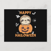 ハロウィーンへのカボチャの甘いナマケモノの欠点 ポストカード (正面)