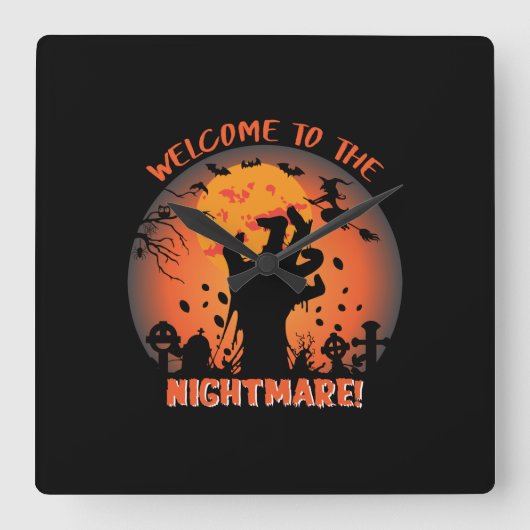 ハロウィーンへようこそ悪夢 スクエア壁時計 (正面)