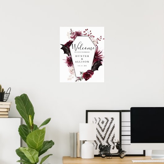 ハロウィーンへようこそ結婚の看板 ポスター (ホームオフィス)