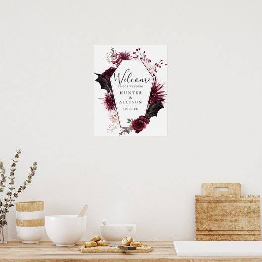 ハロウィーンへようこそ結婚の看板 ポスター (キッチン)