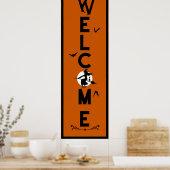 ハロウィーンへようこそ |オレンジ色の魔女のドアの長さ ポスター (キッチン)