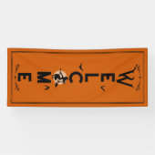 ハロウィーンへようこそ |オレンジ色の魔女のドアの長さ 横断幕 (横)