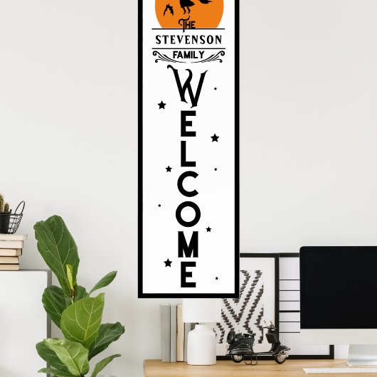 ハロウィーンへようこそ |ファミリ名ドアの長さ ポスター (ホームオフィス)