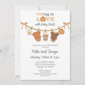 ハロウィーンまたは秋ベビー物干しバスライン赤ちゃんシャワー。 招待状 (正面)