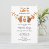 ハロウィーンまたは秋ベビー物干しバスライン赤ちゃんシャワー。 招待状 (スタンド正面)