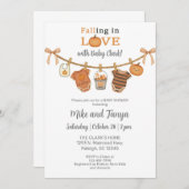 ハロウィーンまたは秋ベビー物干しバスライン赤ちゃんシャワー。 招待状 (正面/裏面)