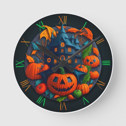 ハロウィーンをテーマにしたデコール用の壁時計 ラウンド壁時計 (正面)