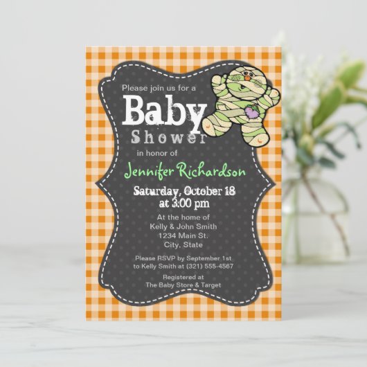 ハロウィーンをテーマにしたニュートラルベビーシャワー招待状 招待状 (スタンド正面)