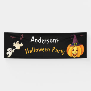 ハロウィーンをテーマにしたパーソナライズされたパーティーファミリー名 横断幕