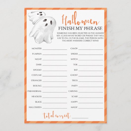 ハロウィーンをテーマにしたパーティーゲーム私のフレーズを終了 (正面)
