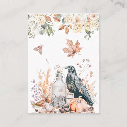 ハロウィーンをテーマにしたブライダルシャワーレジストリQRコード エンクロージャーカード (裏面)