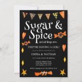 ハロウィーンをテーマにした女の子カップルの赤ちゃんシャワー 招待状 (正面)