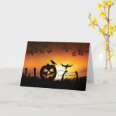 ハロウィーンをテーマにした怖い背景 カード (黄色い花)