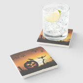 ハロウィーンをテーマにした怖い背景 ストーンコースター (横)